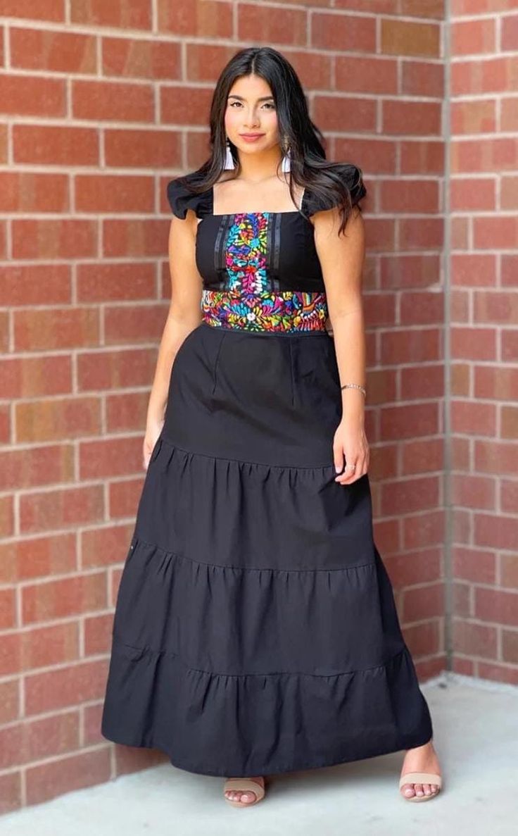 This Beautiful Mexican Paloma  Dress is the perfect dress for a special event or Mexican Fiesta. The off the shoulder design and slit up the leg makes it flirty and fun. It reflects the Mexican culture through its unique embroidered design and vibrant colors. It has elastic on the back and laces to tie for an adjustable and comfortable fit. It is embroidered by Artisanal Machine and hand manipulated by Mexican Artisans in Oaxaca Mexico. It's made out of Manta and is full of embroidered multicolor flowers. One Size S M L Mexican Plus Size Outfit, Plus Size Mexican Dress, Traditional Mexican Dress For Women, Mexican Attire Women, Mexican Culture Outfits, Mexican Fashion Modern, Mexican Inspired Dress, Mexican Party Dress, Dress Latina