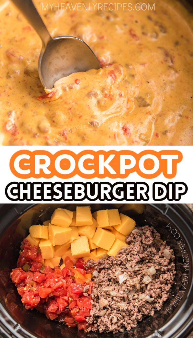 the crockpot cheeseburger dip is ready to be eaten