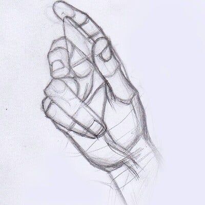 a pencil drawing of a hand holding something