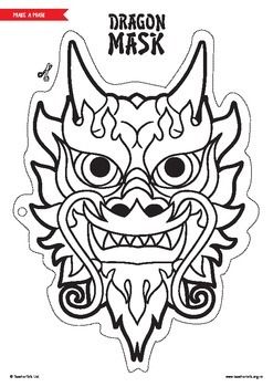 Blank Mask Template, Chinese Dragon Face, Chinese Dragon Mask, Ancient China Lessons, Chinese Mask, Chinese New Year Crafts For Kids, Chinese New Year Activities, Mask Paper, Dragon Chino