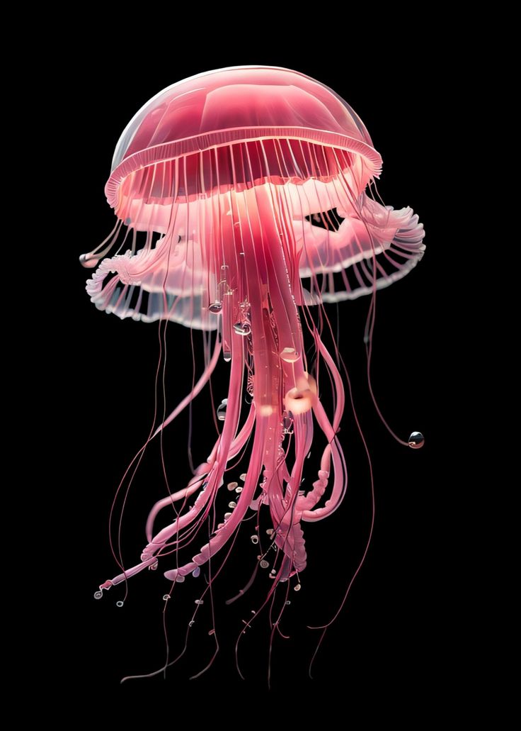 a pink jellyfish floating in the water