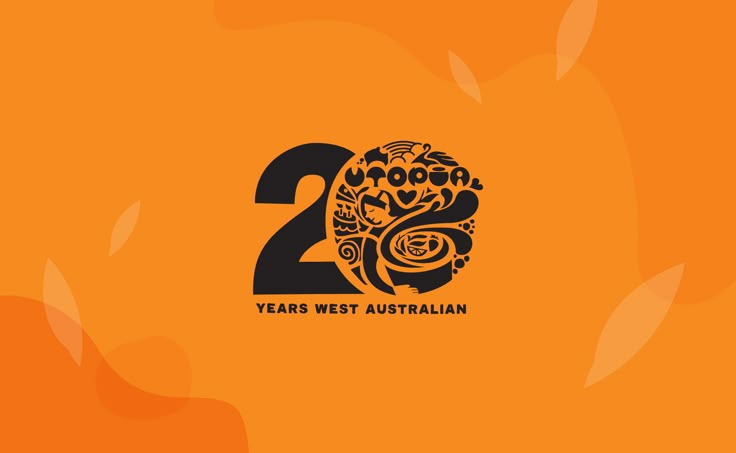 an orange and black logo with the number twenty two years west australian written in it