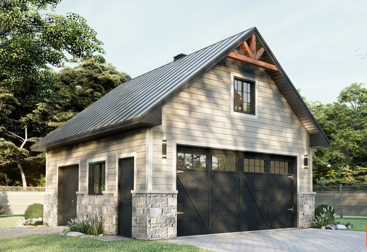 Construction Garage, Garage Shop Plans, Garage Transformation, Garage Plans Detached, Plan Garage, Metal Building House Plans, Farmhouse Garage, Garage Guest House, Garage Loft