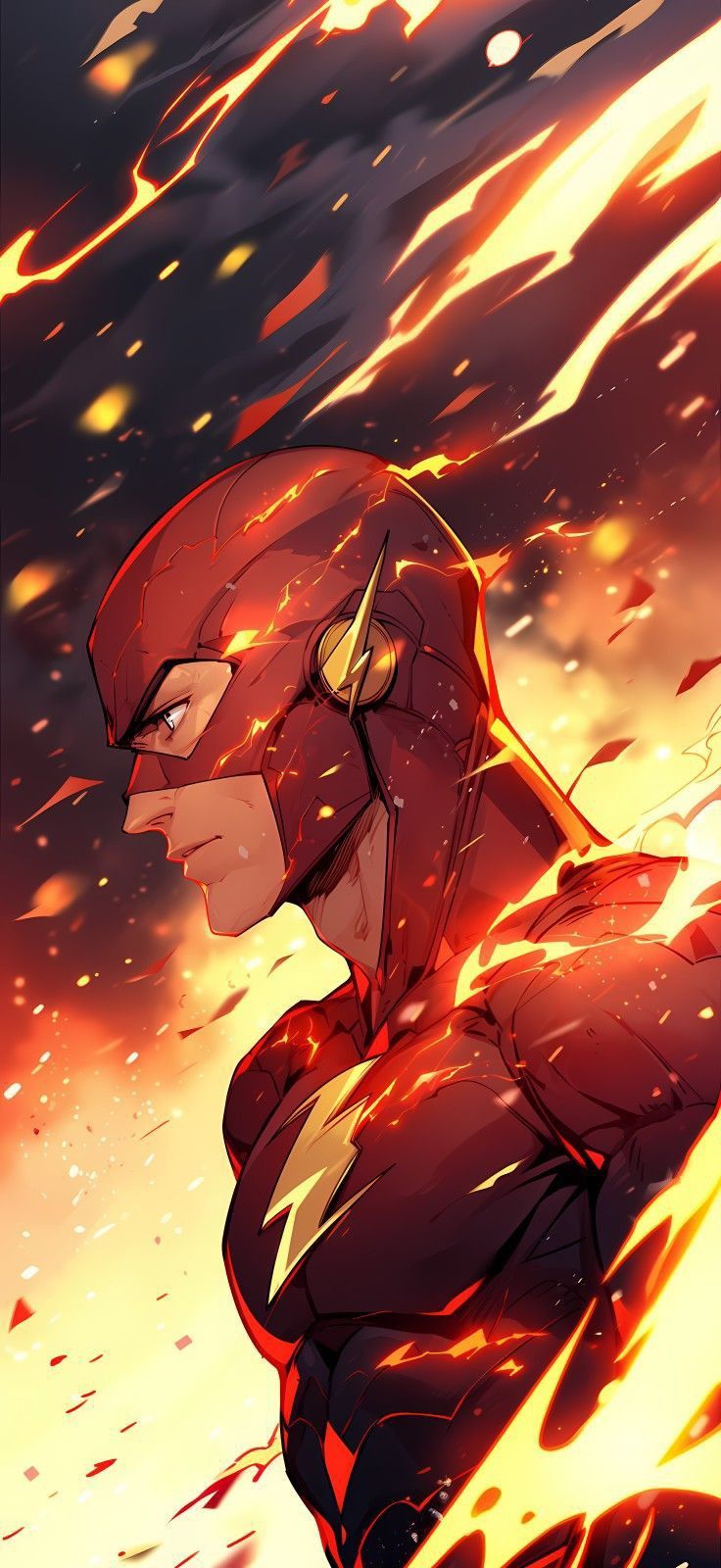 the flash is standing in front of fire