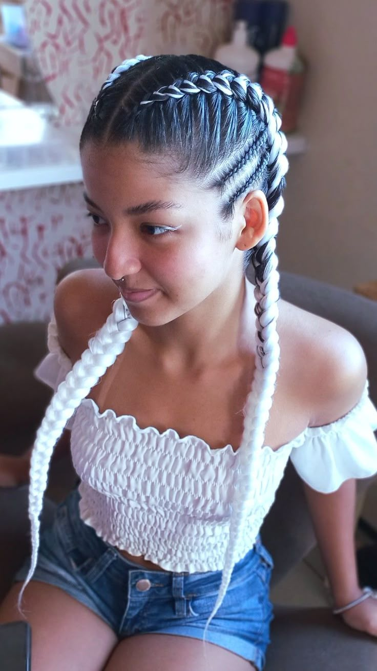 Hair Stail, Rave Braids, Hairstyle Braid, Two Braid Hairstyles, Competition Hair, Dyed Curly Hair, Dutch Braid Hairstyles, Girl Hair Dos, Rave Hair