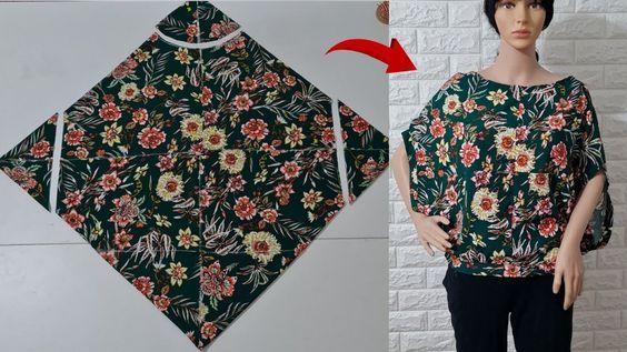 an image of a woman's top with flowers on it and the sewing pattern