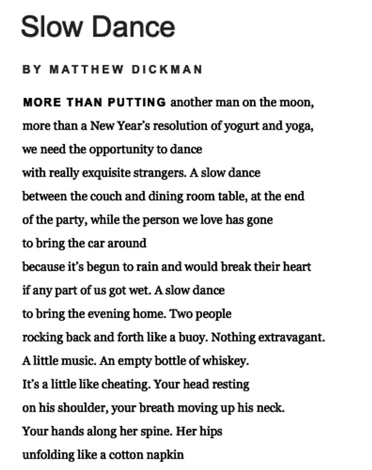 the poem slow dance by matth dickman