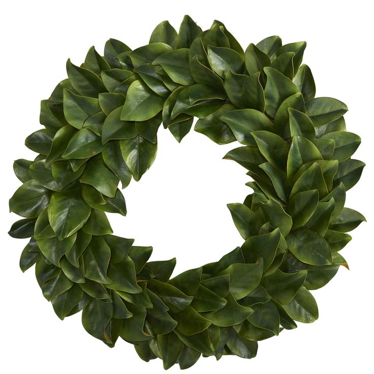 a green wreath with leaves on it