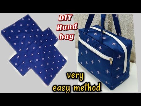 an image of a blue bag with stars on it and the words diy hand bag very easy method