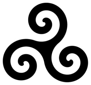 a black and white image of two spirals in the shape of an omen symbol