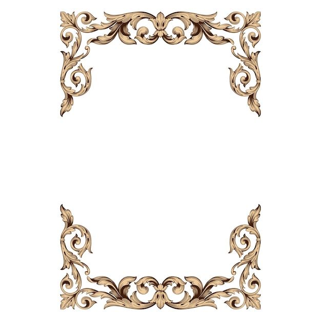 an ornate gold frame with scrolls and leaves on the edges, isolated against a white background