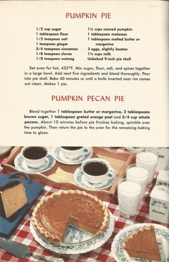 an advertisement for pumpkin pie on a table