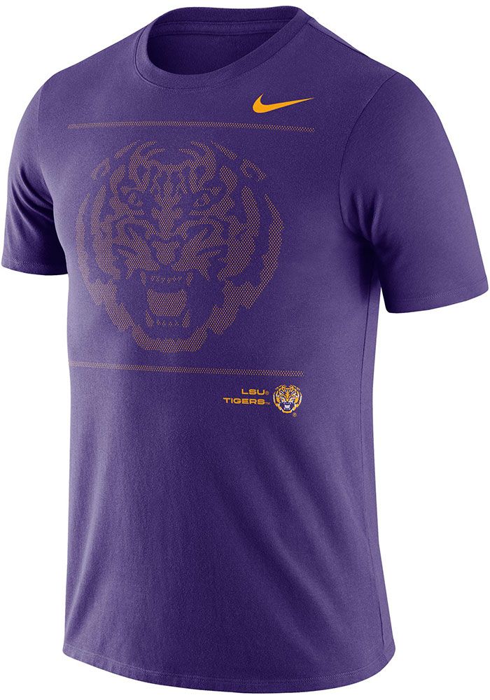 the lsu tigers nike t - shirt is purple and has an orange tiger on it