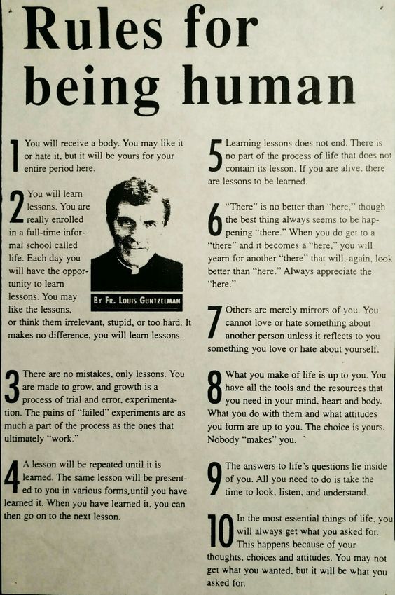 an old newspaper article with the words rules for being human