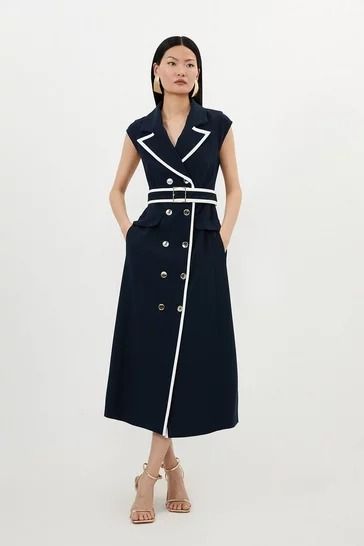 New In | Karen Millen Long Flared Skirt, Plus Size Workwear, Petite Business Casual, Ibiza Outfits, Navy Midi Dress, Skirt Style, Karen Millen, Flared Skirt, Petite Dresses