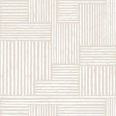 a white and beige wallpaper pattern with vertical lines on the bottom half of it