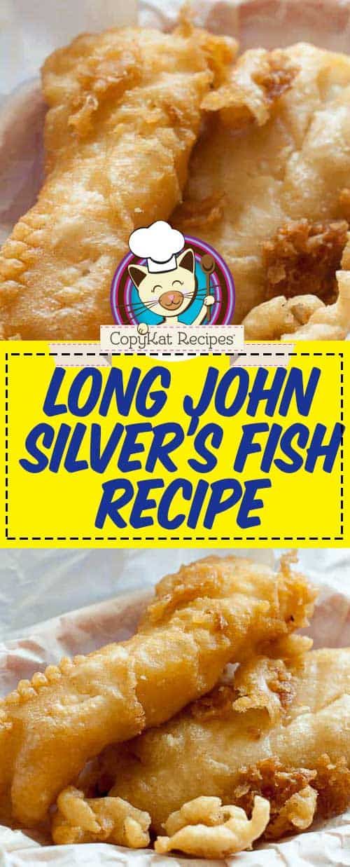 the cover of long john silver's fish recipe is shown in two separate images