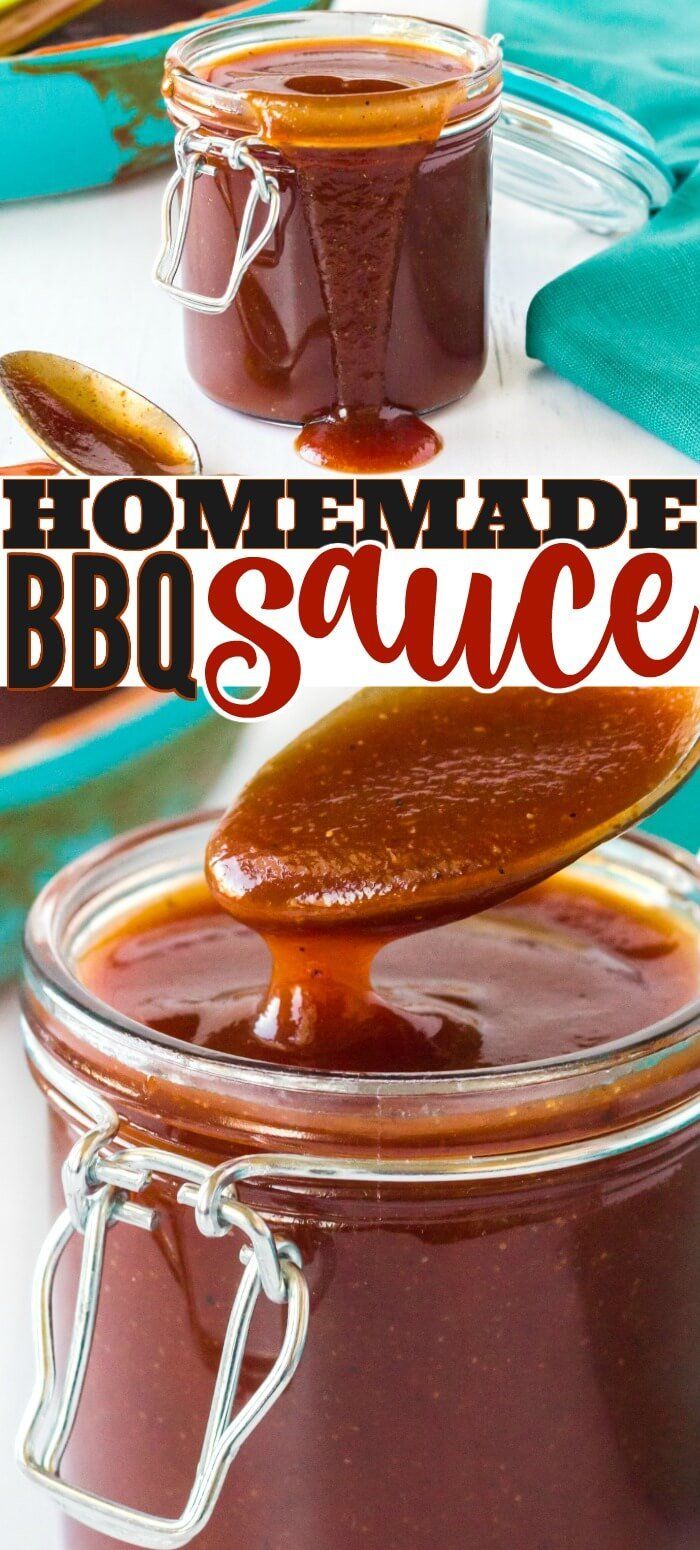 homemade bbq sauce in a jar with spoon