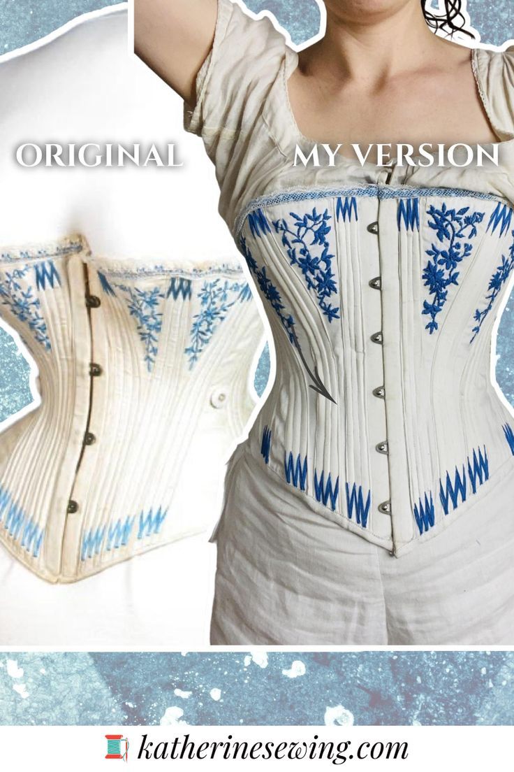 1860 Corset, Corset Boning Placement, Corset Flossing, Victorian Corset Pattern, Corset Embroidery, Types Of Corsets, Patron Corset, Sewing Corset, 1860s Corset