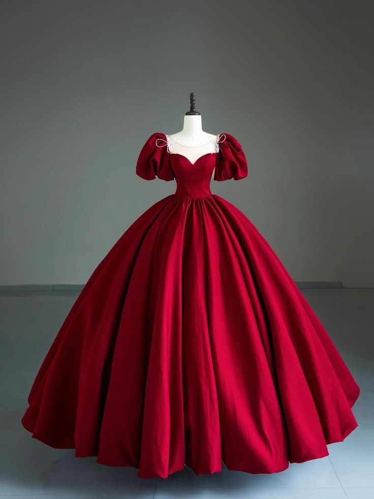 Red Gowns Elegant Royal, Red Princess Gown, Red Princess Dress, Red Ball Gown, Pretty Quinceanera Dresses, Gowns Dresses Elegant, Red Gown, Princess Ball Gowns, Red Ball