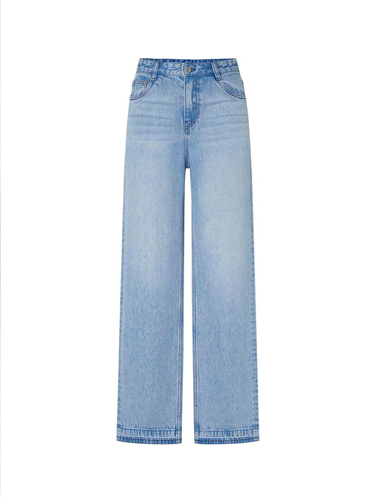 MO&Co. Women's Full Length Straight Jeans Features : - High-rise, straight fit- Button and zip closure- Five-pocket design, belt loops- Eco-Friendly Regenerated Fiber, comfy and soft Code: MBC2JENT05The back length of size M(27) is 108cmMATERIALS & CARE Material: 100% LyocellOur sizes might be a little different from US/EU sizes. Please refer to the size guide carefully before purchasing at the above description.REMINDER: All items are measured manually. Please note that it's reasonable that the Light Blue Straight Jeans, Light Jeans Outfit, Straight Blue Jeans, Straight Cut Pants, High Rise Straight Jeans, Jeans Outfit Women, Jeans Light Blue, Light Jeans, Light Blue Jeans