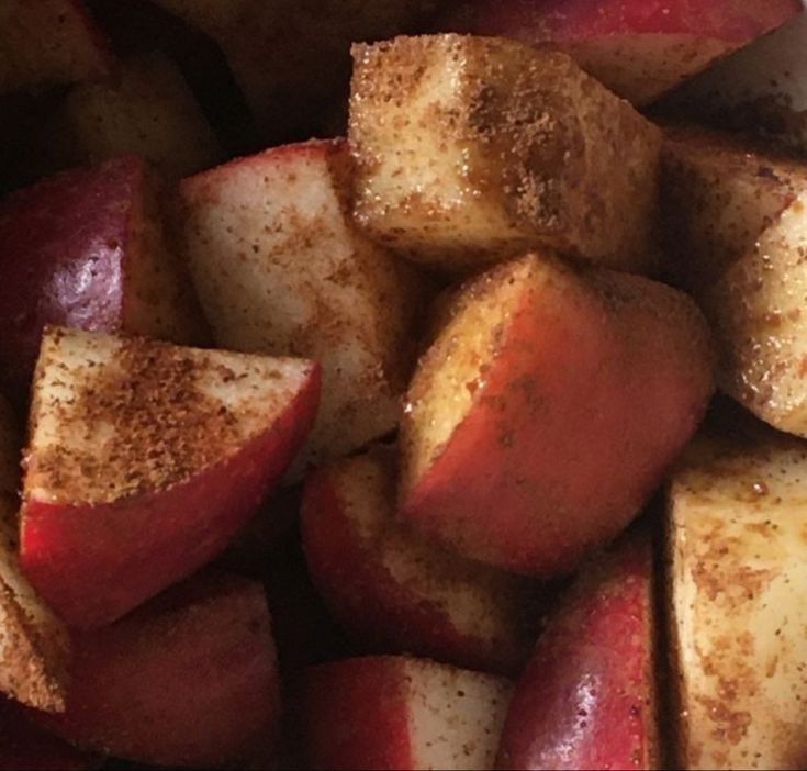 closeup of red potatoes with seasoning on them