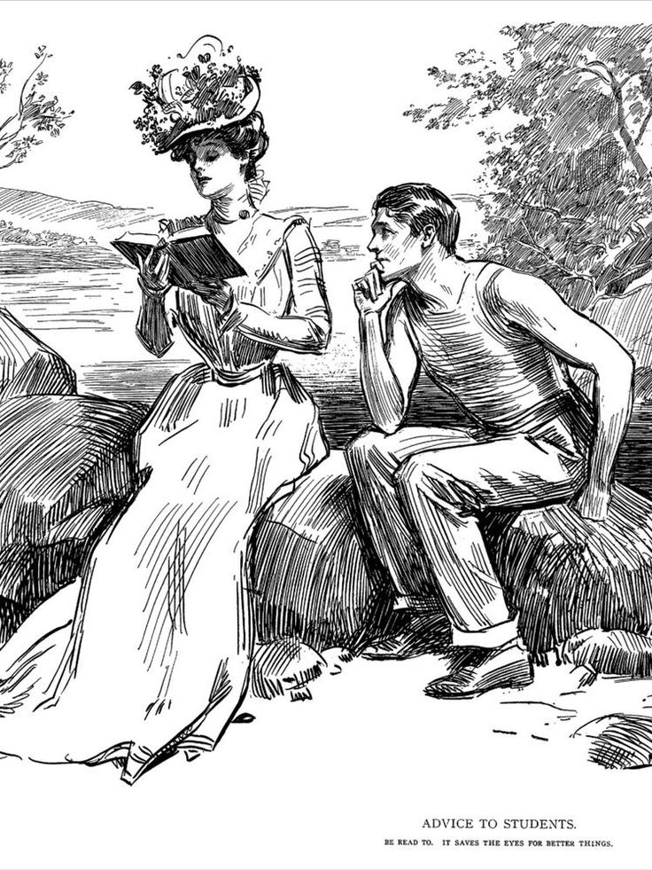 an illustration of a man and woman sitting next to each other