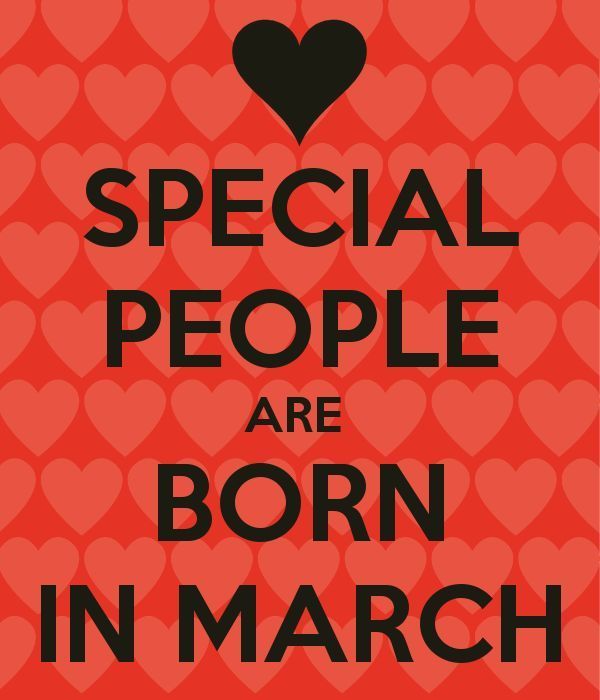 a red poster with hearts and the words special people are born in march on it