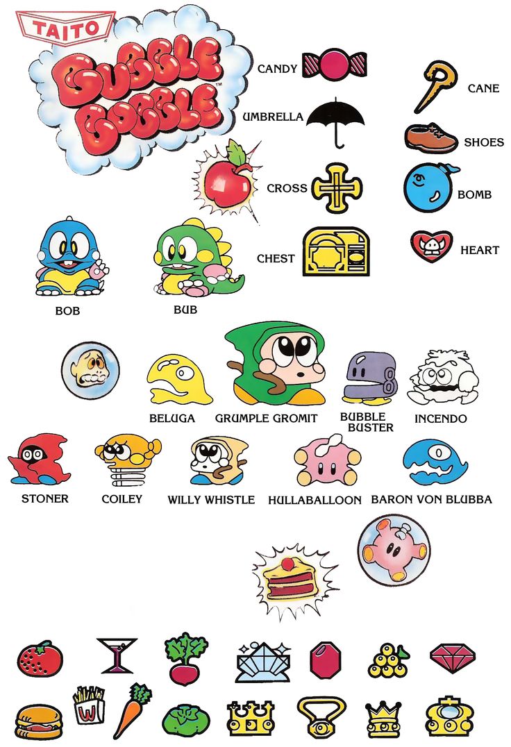 an image of the back side of a computer screen with different types of cartoon characters on it