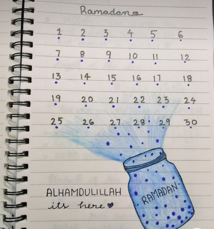 a spiral notebook with a drawing of a jar filled with blue liquid and the words ramadullah written on it