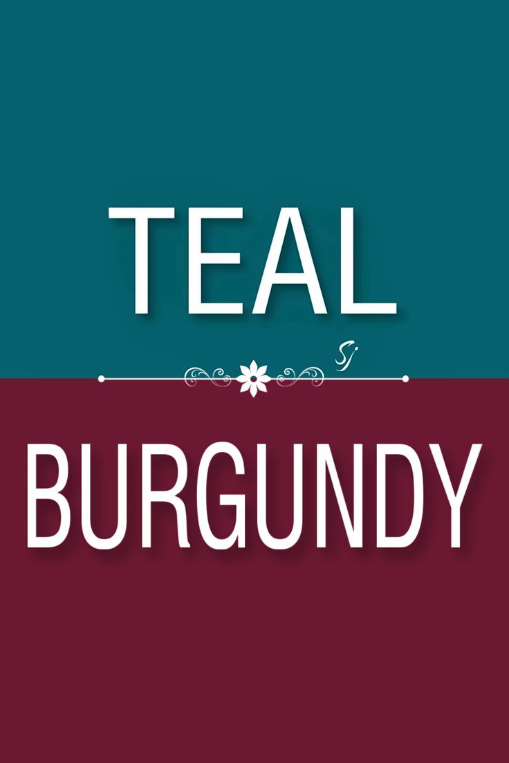 the words teal and burgundy are in white letters on a blue, red and green background