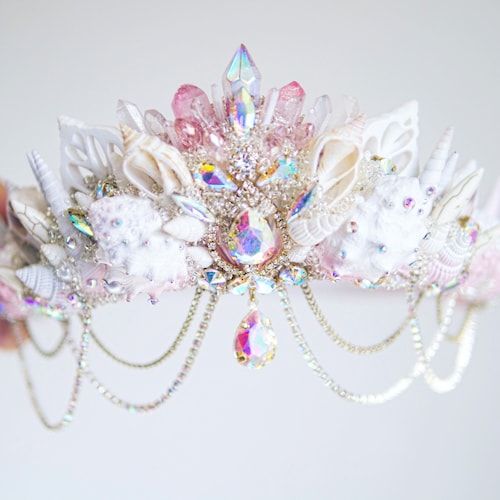 Shell Crown, Shell Crowns, Crown Crystal, Mermaid Crown, Beautiful Tiaras, Magical Jewelry, Crystal Crown, Bridal Crown, Twilight Sparkle