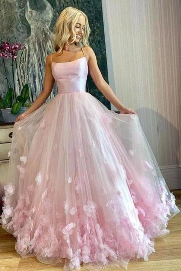 9aa42b31882ec039965f3c4923ce901bdesc47600898ri Cheap Dance Dresses, Pink Tulle Prom Dress, Dinner Dresses, Prom Dresses Elegant, Trendy Prom Dresses, Spaghetti Strap Prom Dress, Prom Dress Ideas, Stunning Prom Dresses, Prom Inspo