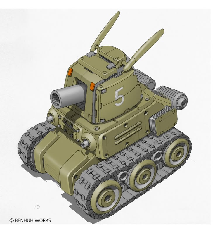 a drawing of a tank with the number 5 on it's front and side