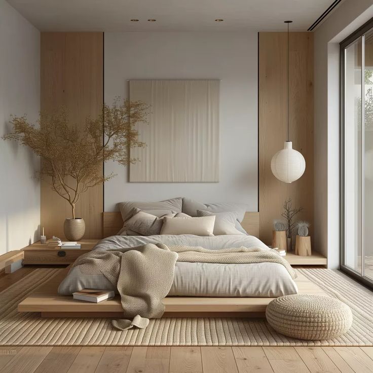 #bedroom #interiordesign #interior #homedecor #home #bedroomdecor #design #furniture #bed #decor #bedroomdesign #interiors #bedroomideas Japandi And Scandinavian Interior, Japanese Interior Design Minimalist, Japanese Floor Bed, Japanese Minimalist Home, Japandi Bedroom, Three Faces, Japandi Interior Design, Japandi Home, Japandi Design