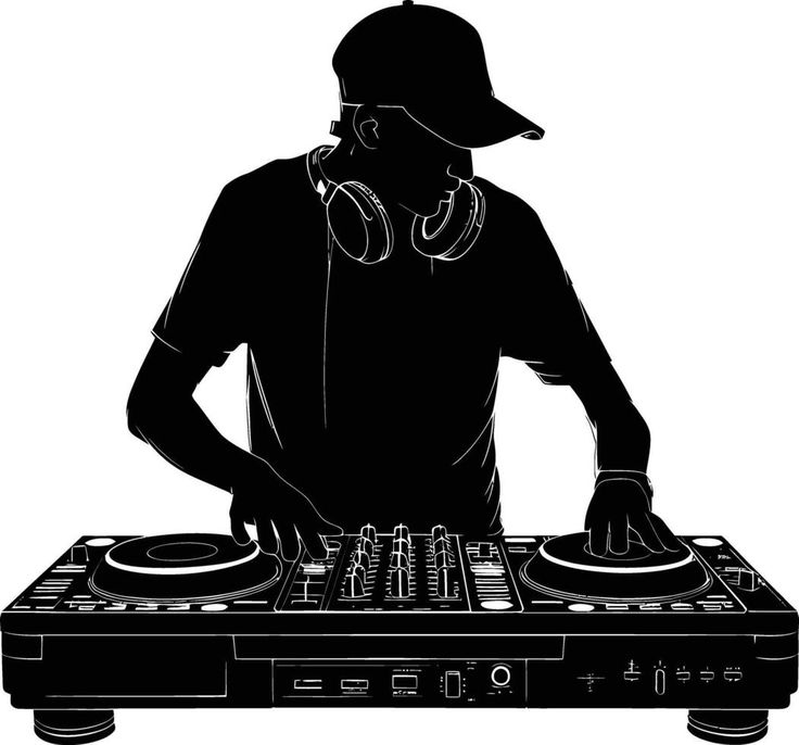 a dj playing music on top of a turntable with headphones and earbuds