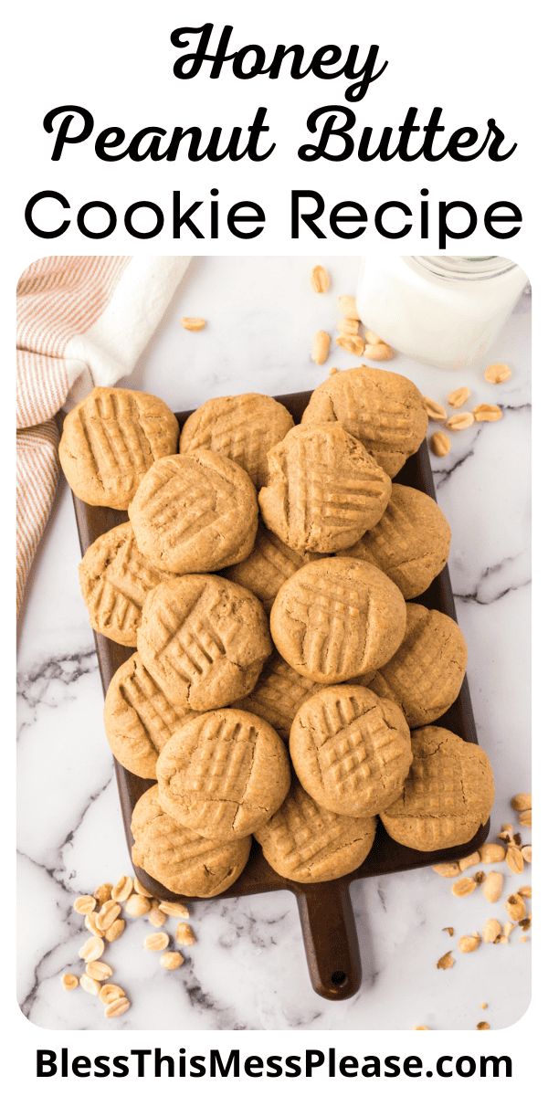 honey peanut butter cookie recipe with text overlay