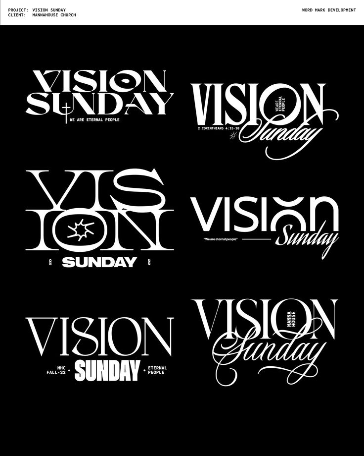 some type of font that is black and white with the words vision sunday on it