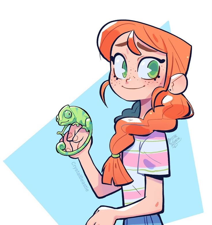 a drawing of a girl holding a green frog in her arms and smiling at the camera