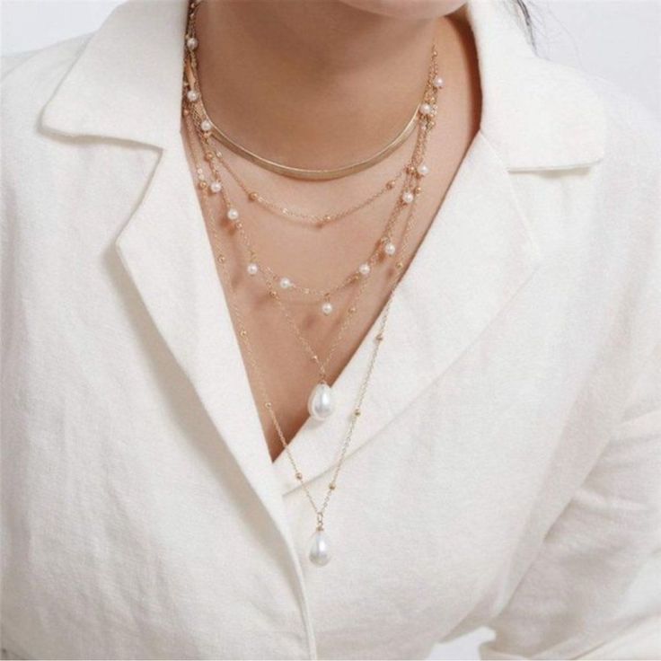 Questions? Leave A Comment Below! Everyday Gold Jewelry, Long Choker Necklace, Western Jewellery, Gold Jewelry Set, Cross Jewelry Necklace, Layered Pearl Necklace, Gold Jewelry Gift, Pearl Beach, Pearl Necklace Vintage