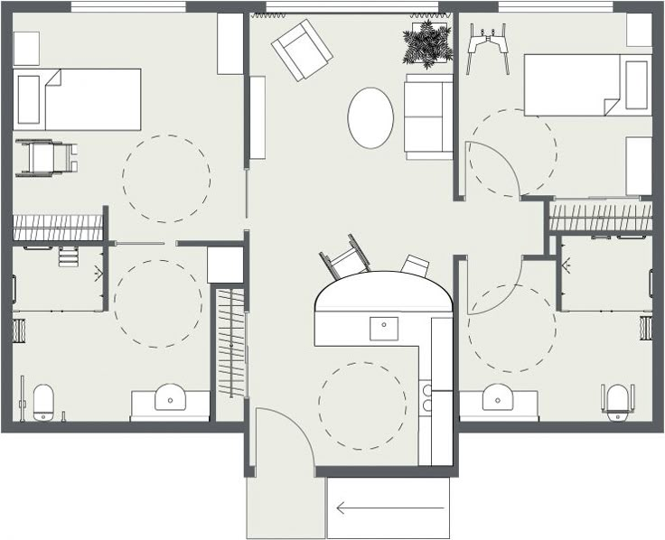 the floor plan for a two bedroom apartment with an attached kitchen and living room area