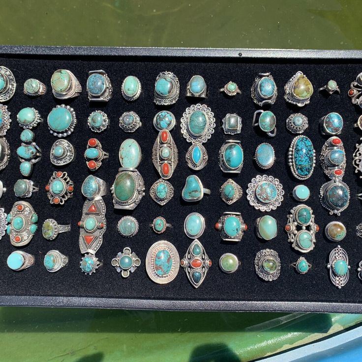 Wholesale Lot Of 50 Grams Turquoise Rings Resale Bulk I Will Send 50 Grams Worth. These Are Real Silver. They Are All Real Turquoise. You Will Not Get The Whole Tray. Only 50 Grams Worth Will Be Chosen At Random From Our Selection. Most Are New But I Listed As Used Just In Case All Natural Turquoise These Are Only Turquoise Ring. Some Could Be A Turquoise/Coral Ring. Just 50 Grams Worth. These Are Limited Quantity Real Turquoise, Coral Ring, 925 Ring, Turquoise Rings, Coral Turquoise, Natural Turquoise, 925 Silver Rings, Turquoise Sterling Silver, Womens Jewelry Rings