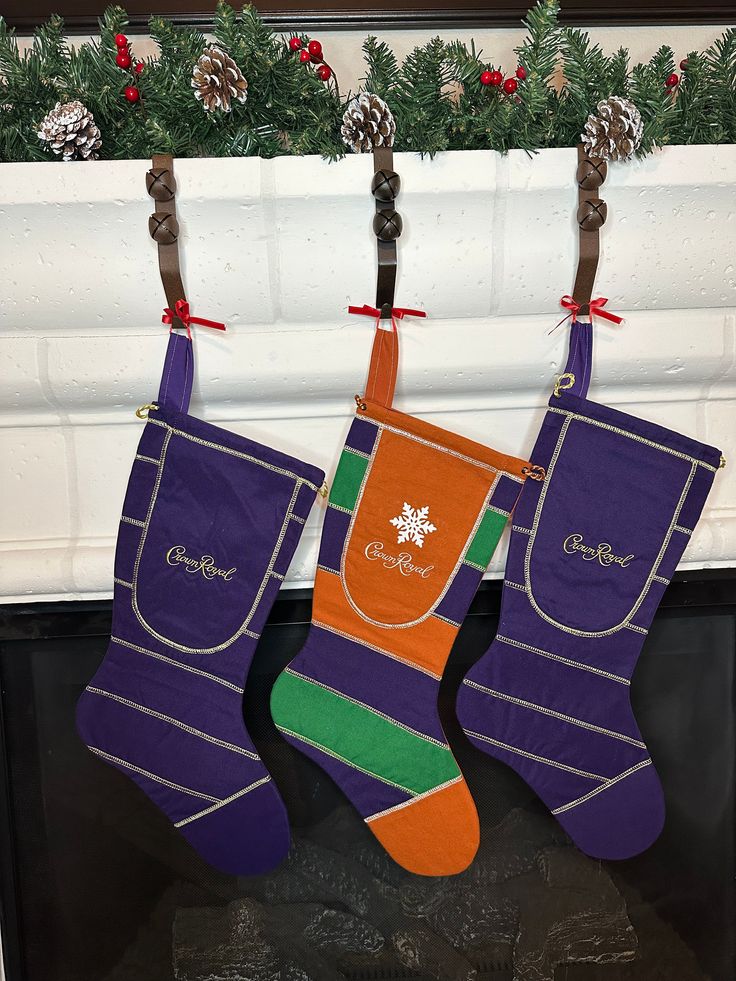 Christmas Cockpit Crown stockings are made from upcycled Crown Royal bags and new materials. In addition to the main stocking compartment, the Crown bag functions as an extra hiding spot for a special little gift. Hear the whisky lover in your life mean it when they say thanks! Each stocking is unique and listed separately. There is only 1 of each - don't wait! Crown Royal Bags Ideas, Crown Royal Crafts, Crown Royal Quilts, Crown Royal Quilt, Crown Royal Bags, Hiding Spots, Show Ideas, Craft Show Ideas, Crown Royal