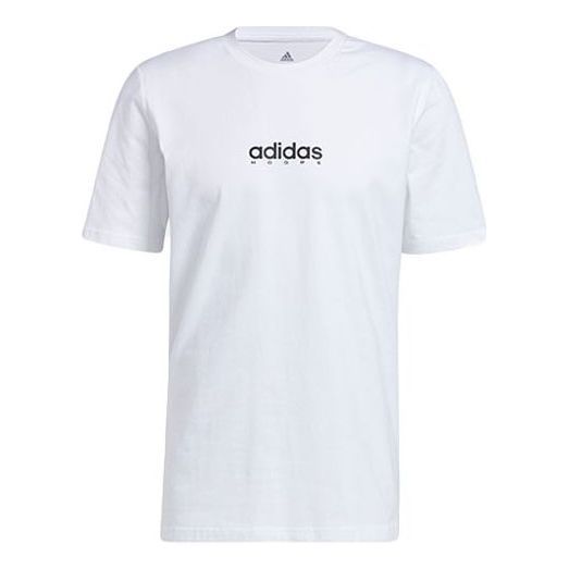 Adidas Swish Tee Alphabet Printing Basketball Sports Short Sleeve White GN5120 (Men's) Sportswear Cotton Activewear With Three Stripes Branding, Cotton Sportswear With Three Stripes Branding, Casual Cotton Activewear With Three Stripes Branding, Relaxed Fit Activewear For Workout, Three Stripes Relaxed Fit Activewear For Workout, White Sporty Top For Leisure, Sporty White Top For Leisure, Sporty White Tops For Leisure, White Adidas Workout T-shirt