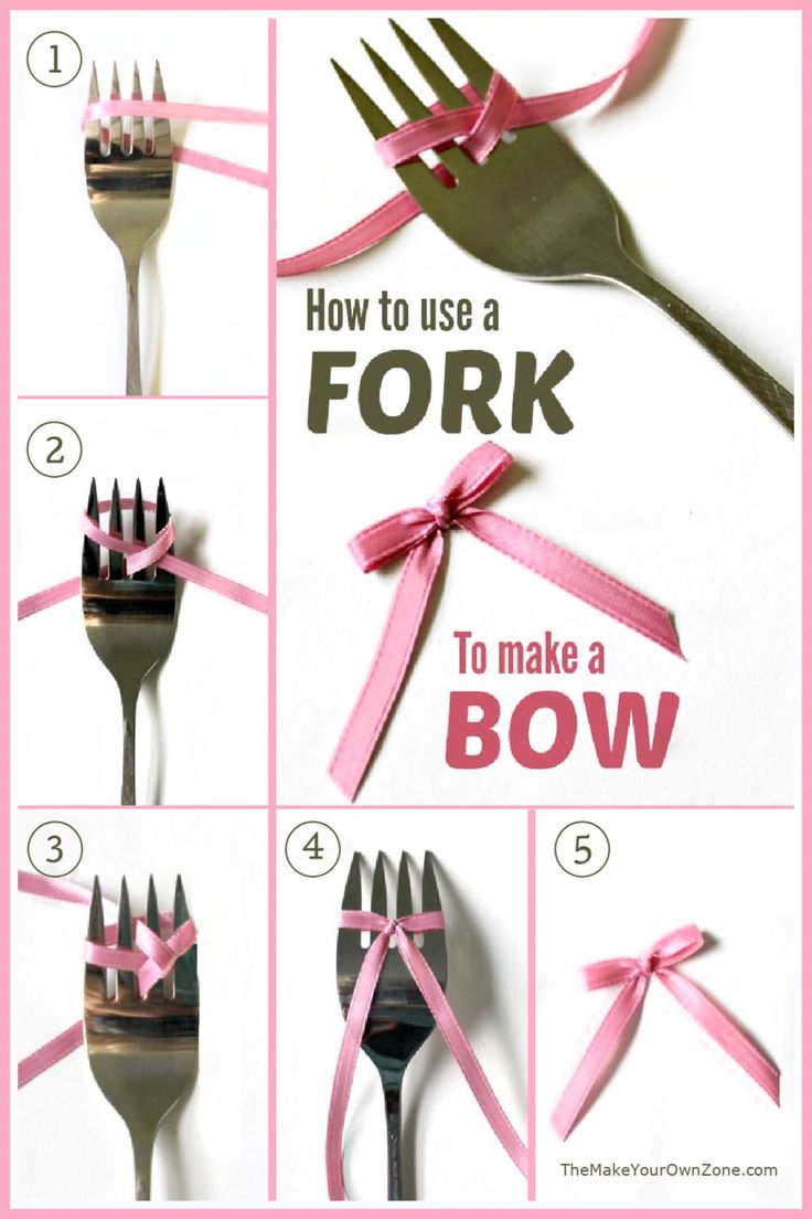 instructions to make fork forks with pink ribbon