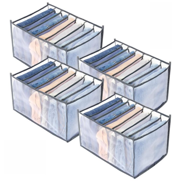 PRICES MAY VARY. Visualized Grid ventilation Design: One-grid for one-cloth drawer compartment design allows you to find your clothes at a glance. Each closet organizer is divided into many separate grids, so that each piece of cloth ing is perfectly fixed in the right place . The wardrobe clothes organizer is mesh ventilation design, which is hygienic and clean, it can effectively reduce the odor of clothes and keep the clothes fresh Widely Used: Very suitable for storing Thin jeans, pants, sho Wardrobe Clothes Organizer, Closet Organization Bins, Closet Storage Drawers, Clothes Drawer Organization, Closet Organizer With Drawers, Clothing Closet, Clothes Drawer, Clothes Organizer, Closet Drawers