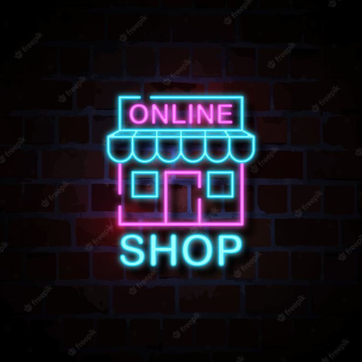 a neon sign that says online shop