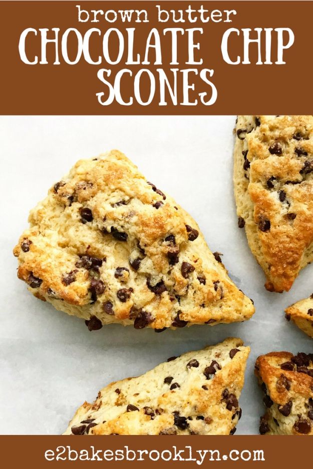 brown butter chocolate chip scones with text overlay