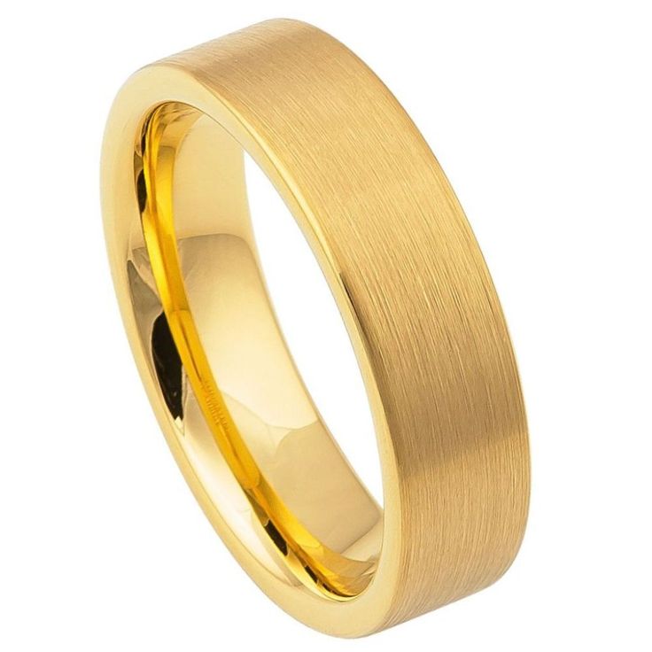 men's wedding band in yellow gold plated stainless steel, 6mm width