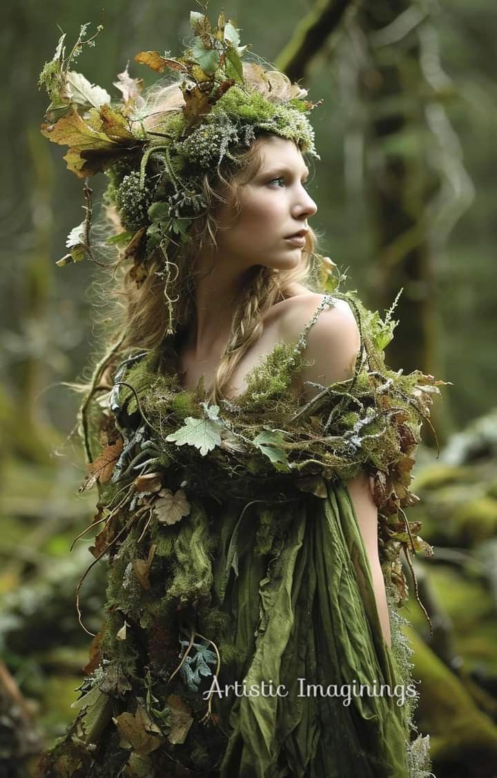 Tree Spirit Costume, Earth Costume Ideas, Woodland Costume Women, Wood Fairy Aesthetic, Woodland Fairy Cosplay, Forest Nymph Outfit, Forest Elf Outfit, Nymph Costume Ideas, Wood Fairy Costume